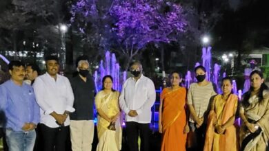 ताथवडे उद्यानात बसविलेल्या सिंगापूर मरलॉयनच्या संकल्पनेवरील कारंज्याचा नागरिक घेतायत आनंद..