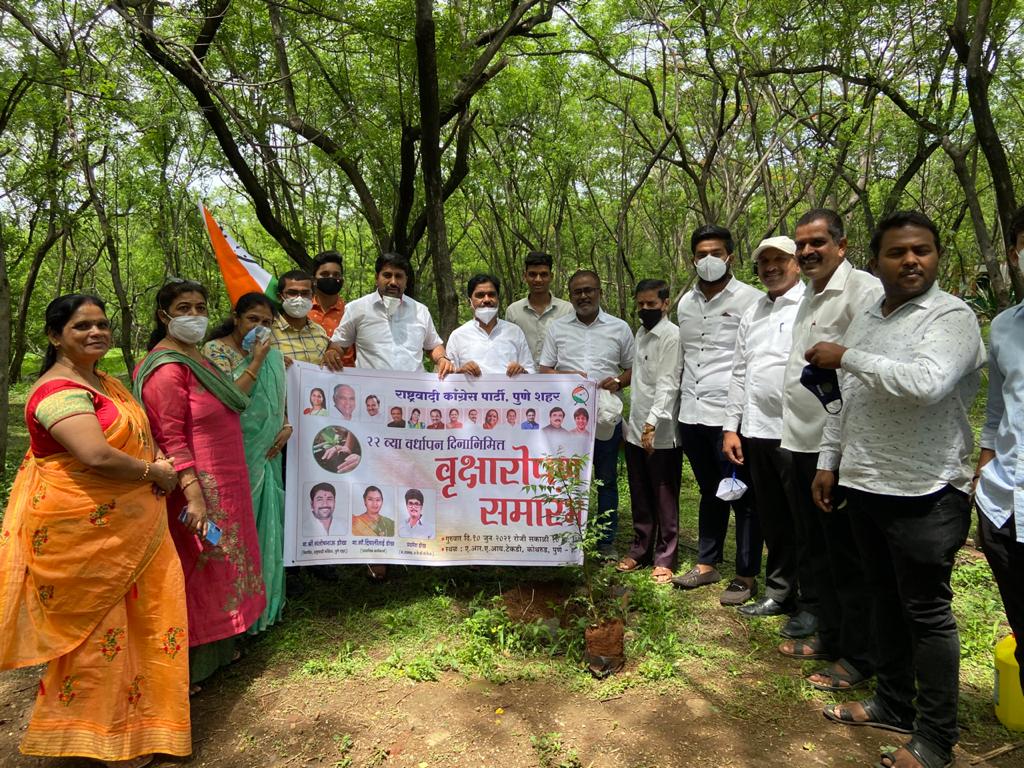 राष्ट्रवादी काँग्रेस पार्टीच्या वर्धापनदिनानिमित्त कोथरूडमध्ये  वृक्षारोपण..