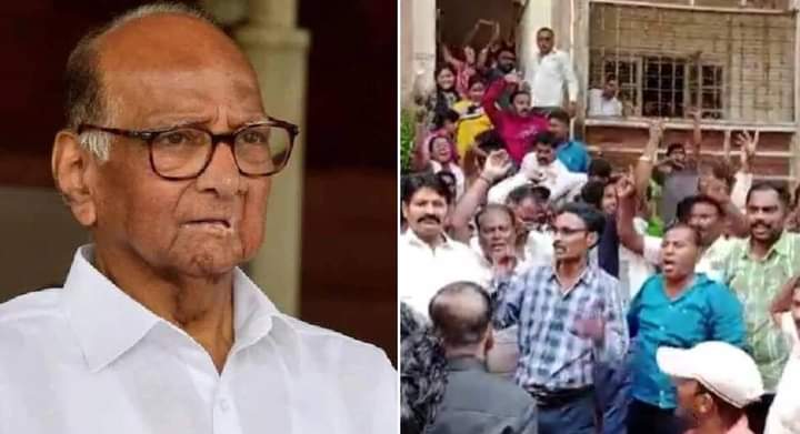 एसटी कर्मचाऱ्यांकडून सिल्व्हर ओकवर दगडफेक