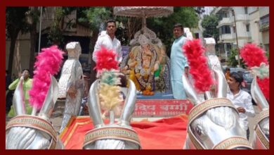कोथरुडमध्ये गणरायाचे जल्लोषात स्वागत