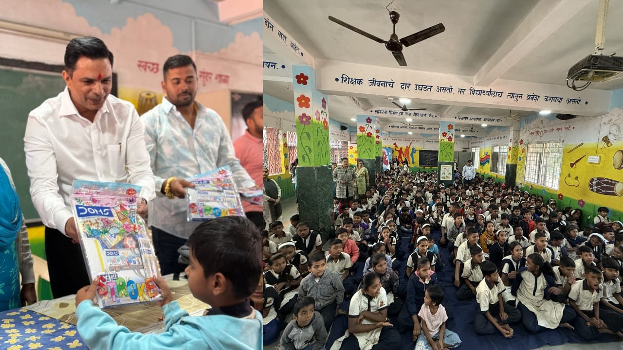 प्रसिद्ध बांधकाम व्यावसायिक प्रविण बढेकर यांच्या वाढदिवासानिमित्त शैक्षणिक साहित्य वाटप..